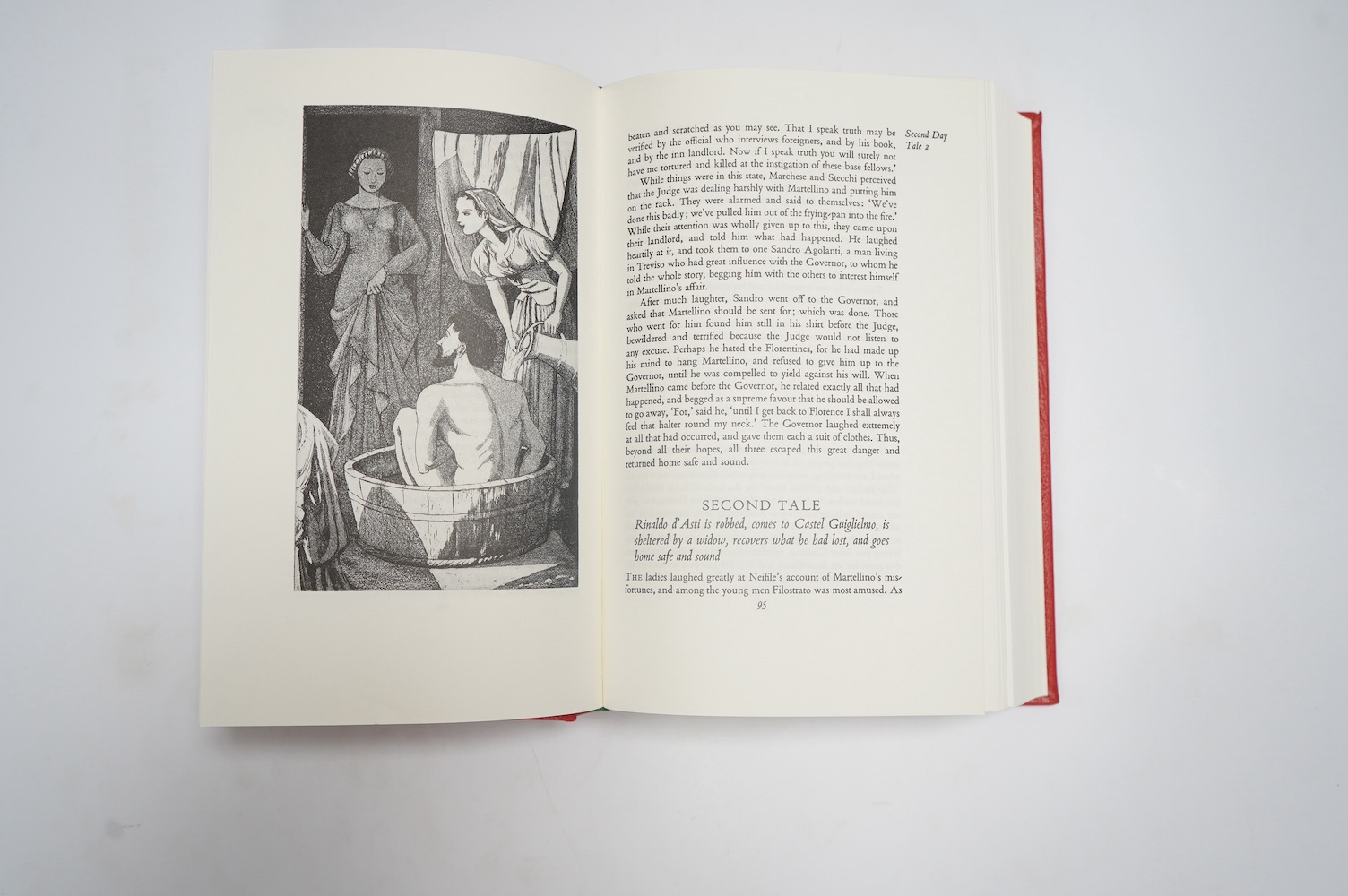 Folio Society - Boccaccio, Giovanni - The Decameron, one of 1750 specially bound, black and white illustrations, original decorative goat by Real Lachenmaier, with The Happy Art of Narration, original wrappers, together